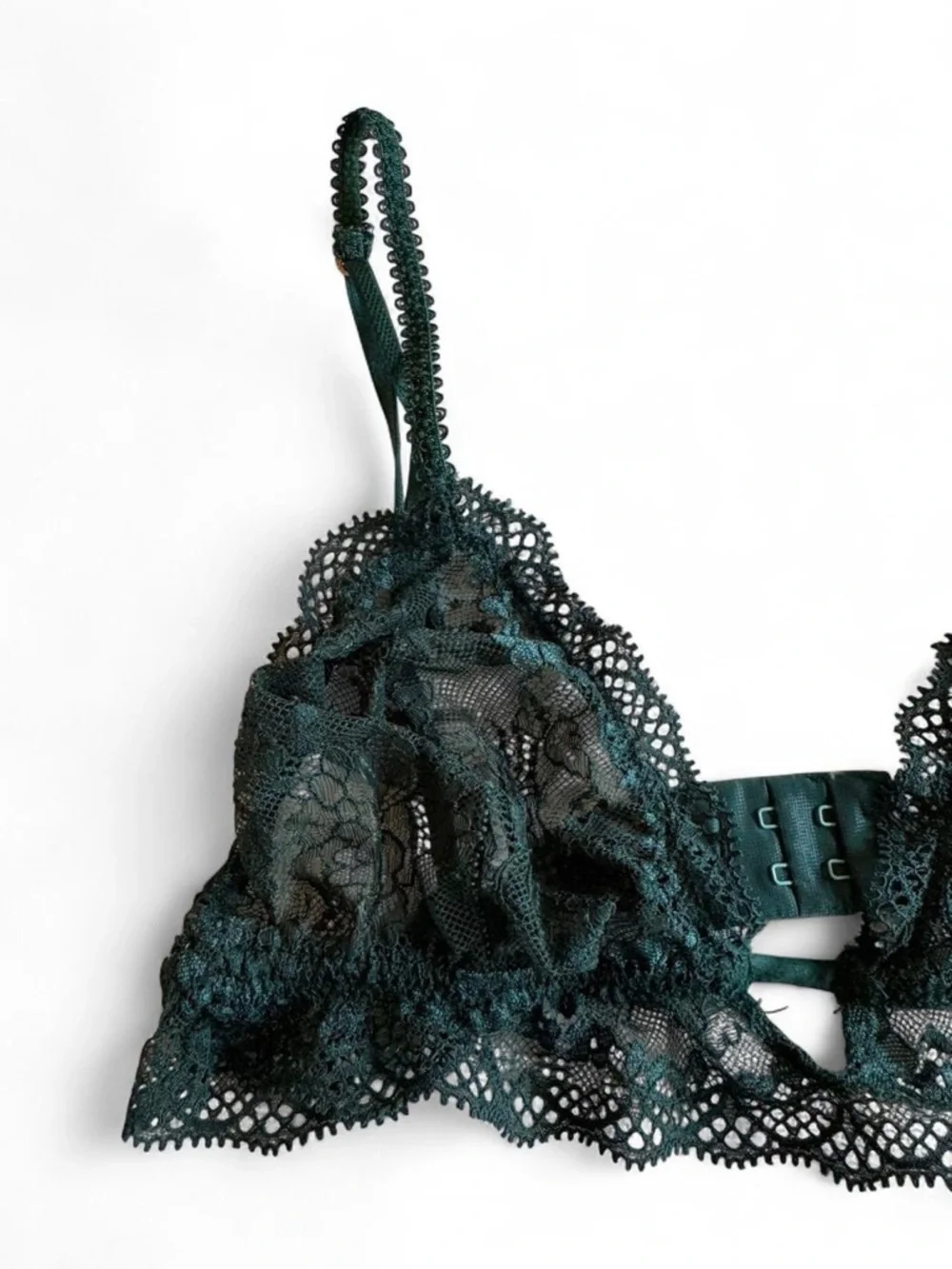 Eberjey Emerald Green Lace Bralette Triangle Bra M